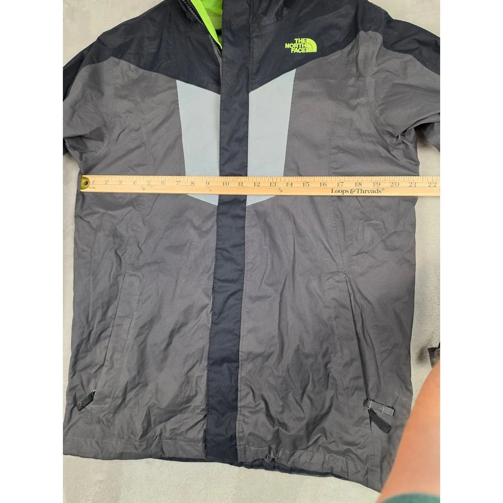 The North Face HyVent Rain Jacket Boys XL 18/20 Gray Black Hooded Windbreaker